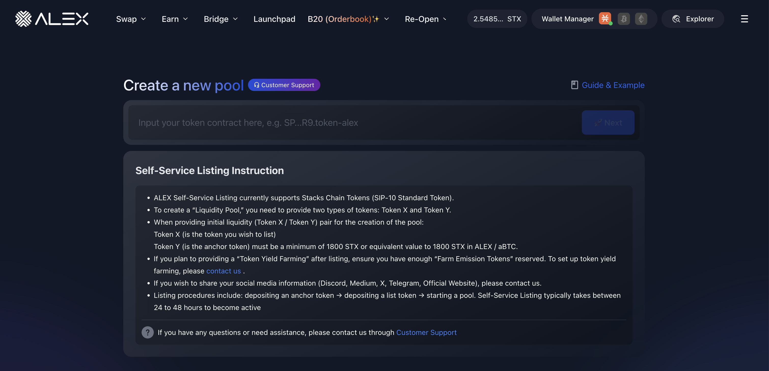 Self-Service Listing page